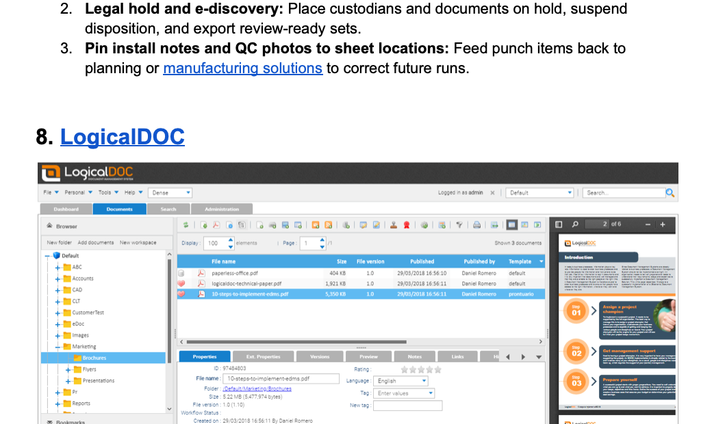 LogicalDOC platform interface